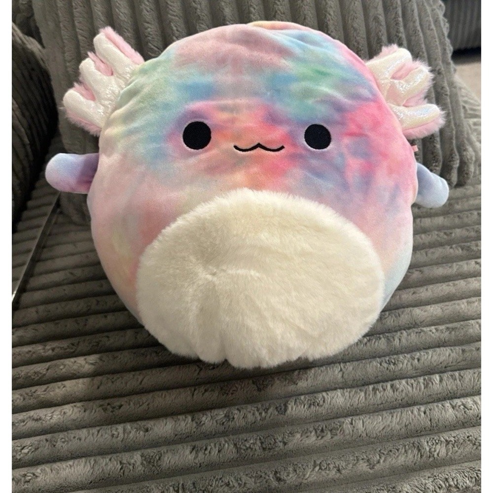 Squishmallows Rainbow Tie Dye Axolotl Soft Plush Stuffed Animal Toy 10"